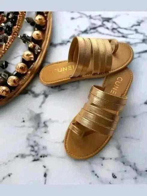 Rose Gold Gladiator Slip Ons - cunei